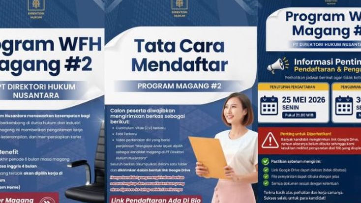 Program Magang PT Direktori Hukum Nusantara Dibuka, Catat Jadwal Penutupan dan Pengumumannya