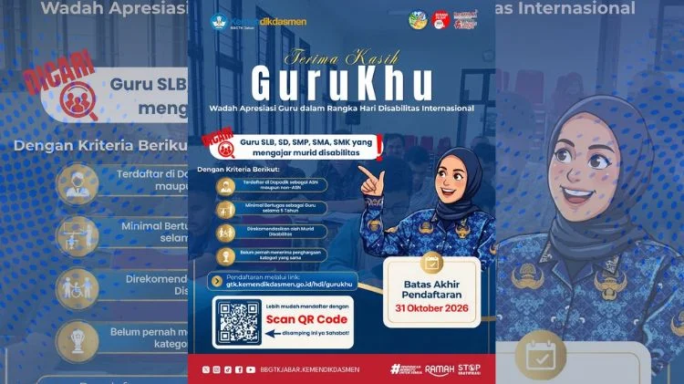 Program Apresiasi GuruKhu 2026 sebagai bentuk penghargaan bagi guru yang mendampingi murid penyandang disabilitas.
