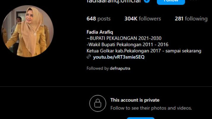 Usai Viral Maki-maki Netizen, Bupati Pekalongan Fadia Arafiq Mendadak Tutup Akun Instagram