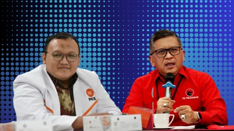 Sekjen PDIP Hasto Kristiyanto dan Sekjen PKS Muhammad Kholid berkomunikasi mengenai polemik ijazah Gibran.