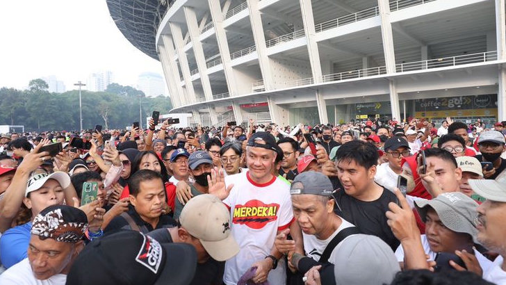 Teriakan ‘Glory-Glory Ganjar Presiden’ Menggema di GBK Jakarta Pagi Ini