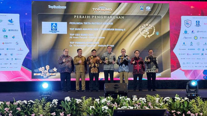 Perumda Tirta Patriot Raih TOP BUMD Awards 2026 Bintang 5, Dirut dan Wali Kota Ikut Digganjar Penghargaan