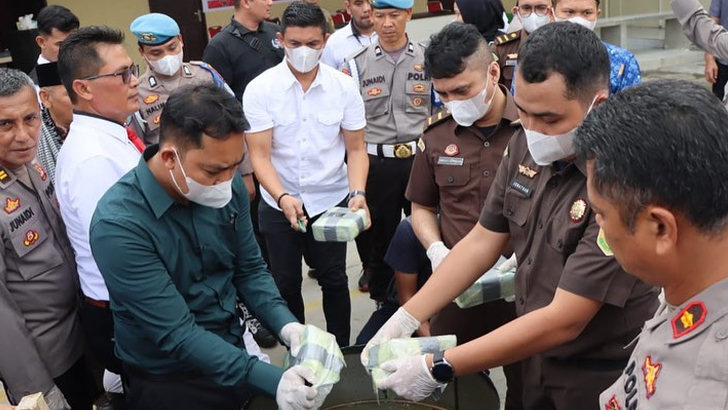 Polres Sergai Musnahkan Sabu 28 Kg dari Dua Tersangka Narkoba