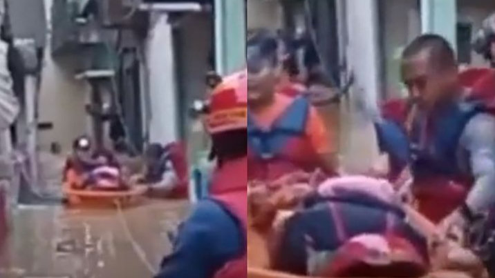 Aksi Heroik Damkar Evakuai Bayi di Tengah Derasnya Arus Banjir Jakarta Selatan