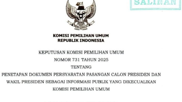 KPU Resmi Tetapkan 16 Dokumen Syarat Capres-Cawapres yang Tak Bisa Diakses Publik Tanpa Izin