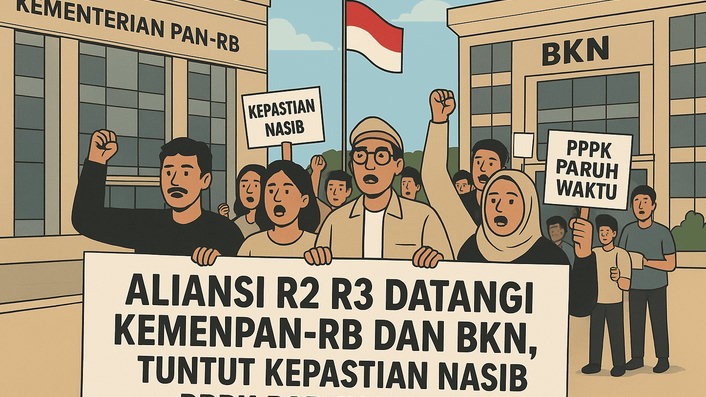 Aliansi R2 R3 Datangi KemenPAN-RB dan BKN, Tuntut Kepastian Nasib PPPK Paruh Waktu